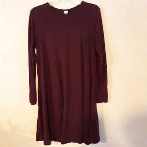 Plush Knit Maroon Long Sleeve Dress